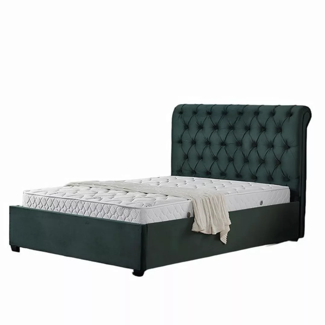 Xlmoebel Bett Traditionelles Design Bett mit Polsterung Chesterfield Stoff günstig online kaufen