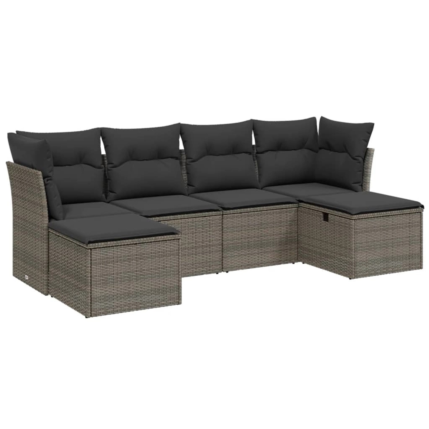 vidaXL 6-Tlg Garten-Sofagarnitur mit Kissen Grau Poly Rattan 3263236 günstig online kaufen
