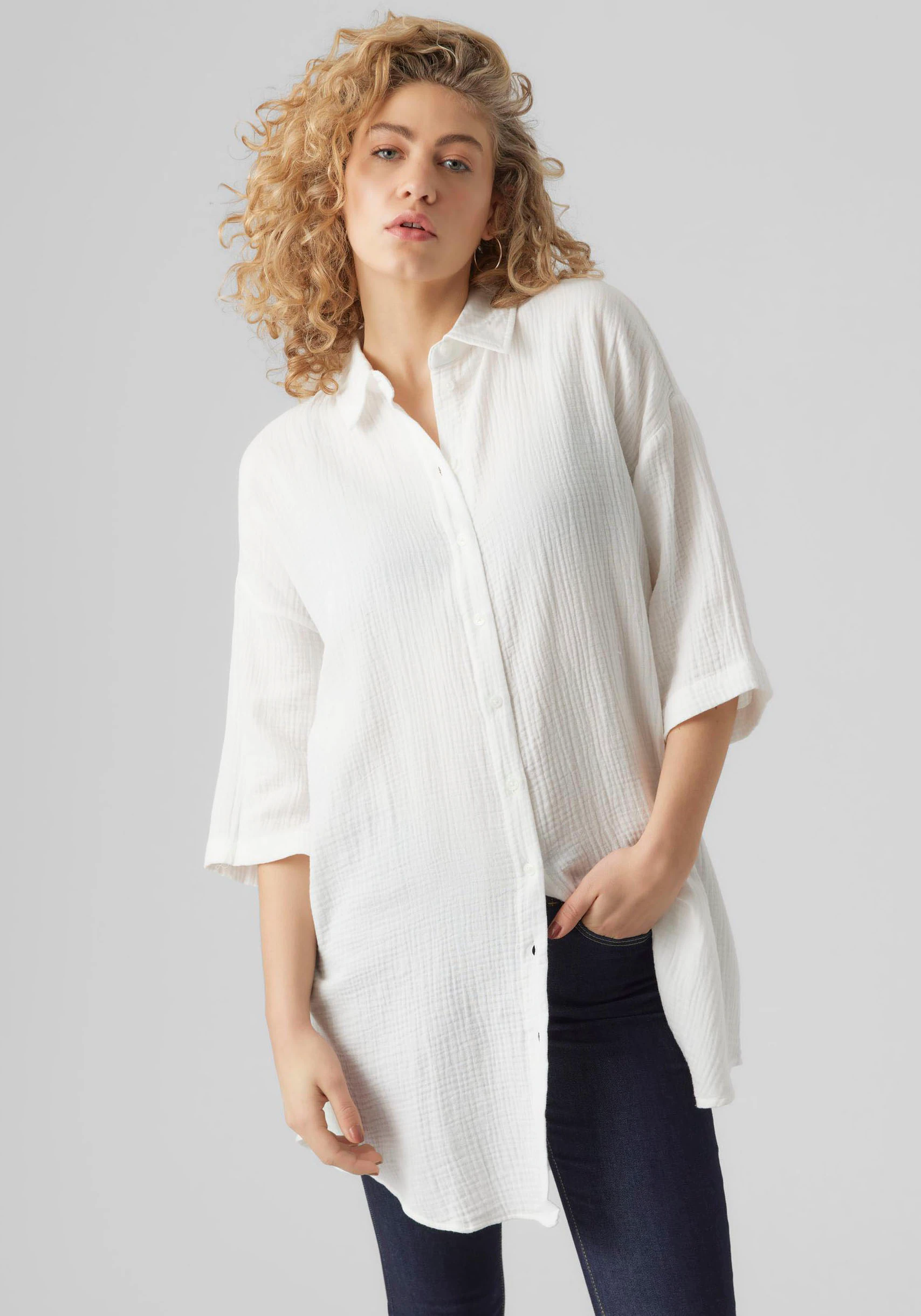 Vero Moda Hemdblusenkleid "VMNATALI 3/4 LONG OVERSHIRT NOOS", mit 3/4 Ärmel günstig online kaufen