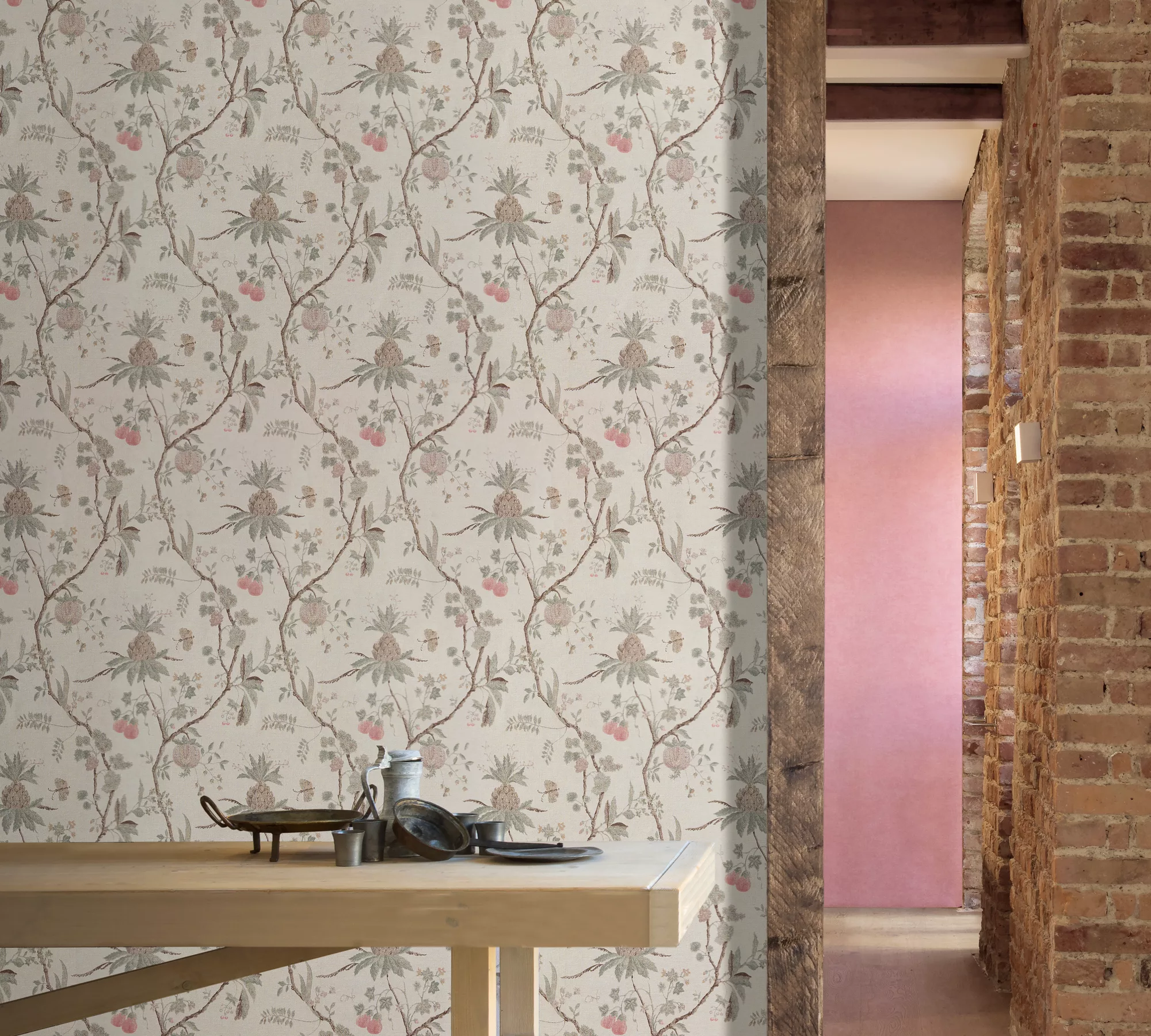 Bricoflor Mädchenzimmer Tapete in Rosa Einfarbige Tapete in Textiloptik Ide günstig online kaufen