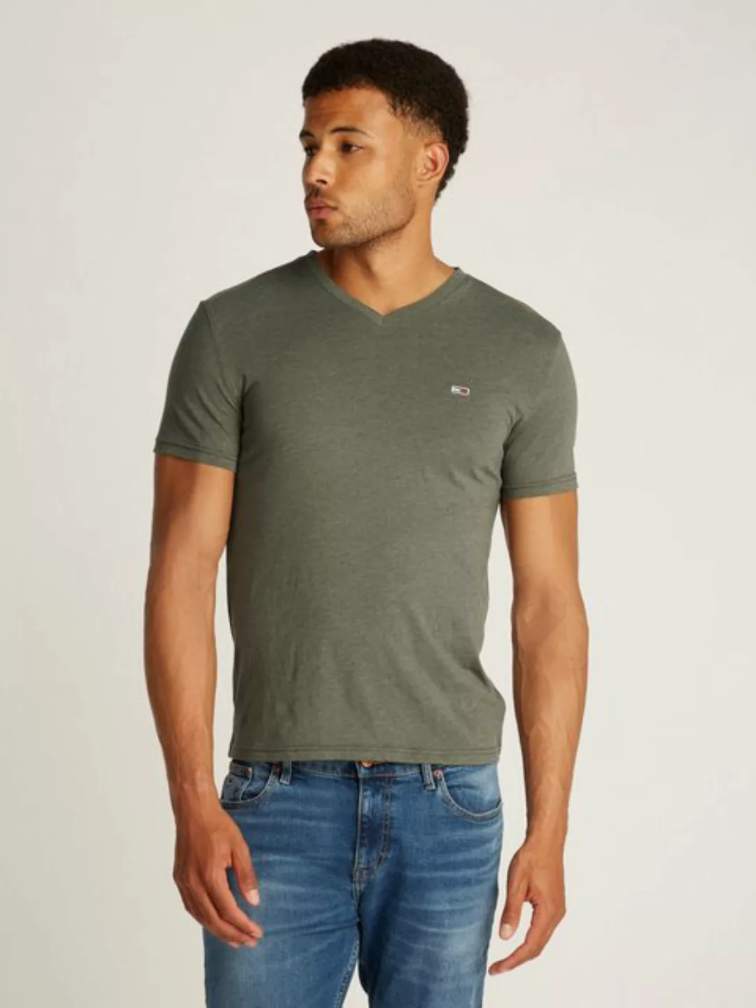 Tommy Jeans T-Shirt TJM XSLIM JASPE VNECK TEE EXT in Melange-Optik günstig online kaufen