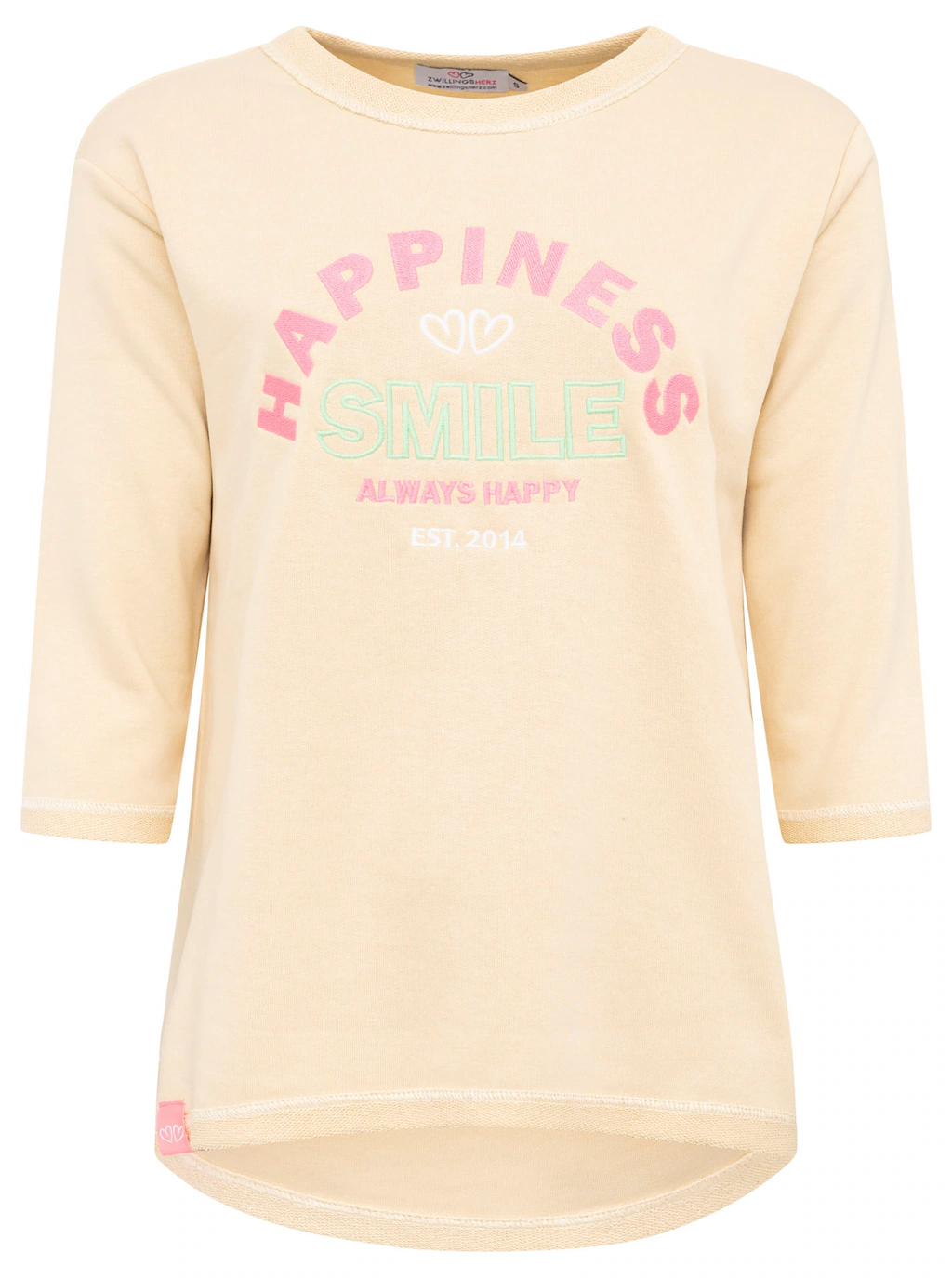Zwillingsherz Langarmshirt ""Smile"", 3/4-Arm, Rundhalsausschnitt, Stickere günstig online kaufen