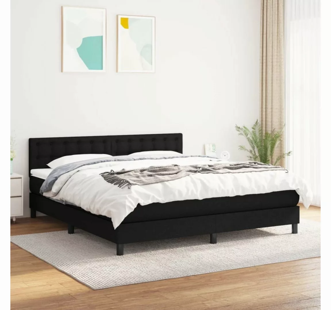 furnicato Bett Boxspringbett mit Matratze Schwarz 160x200 cm Stoff günstig online kaufen