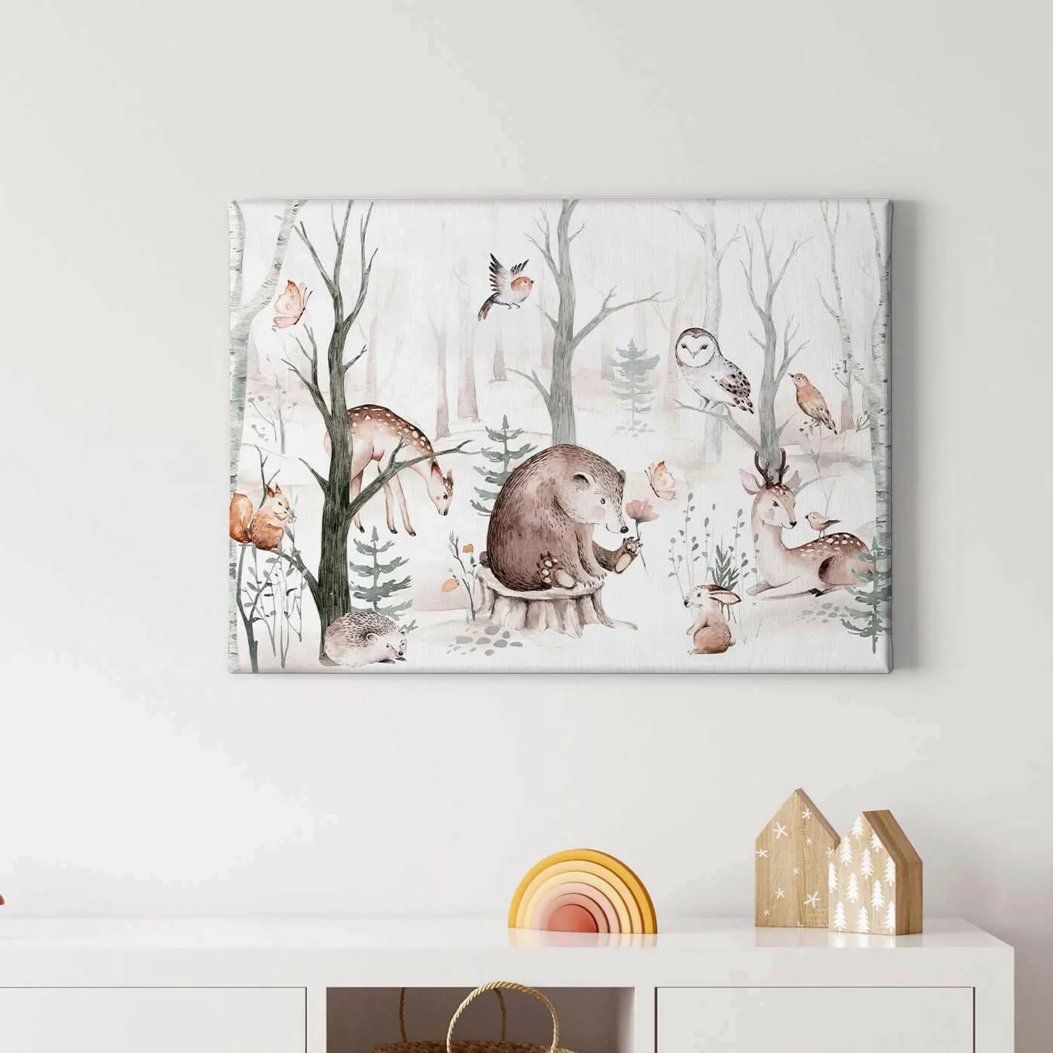 Bricoflor Kinderzimmer Wandbild Mit Tieren Leinwand Bild Mit Waldtieren Ide günstig online kaufen