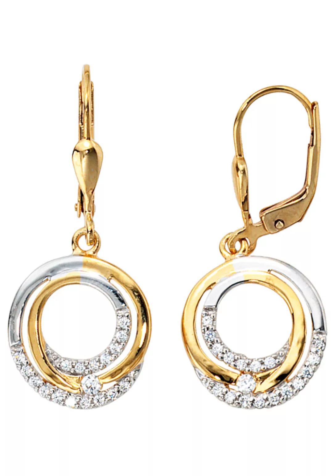 JOBO Paar Ohrhänger, 333 Gold bicolor mit Zirkonia günstig online kaufen