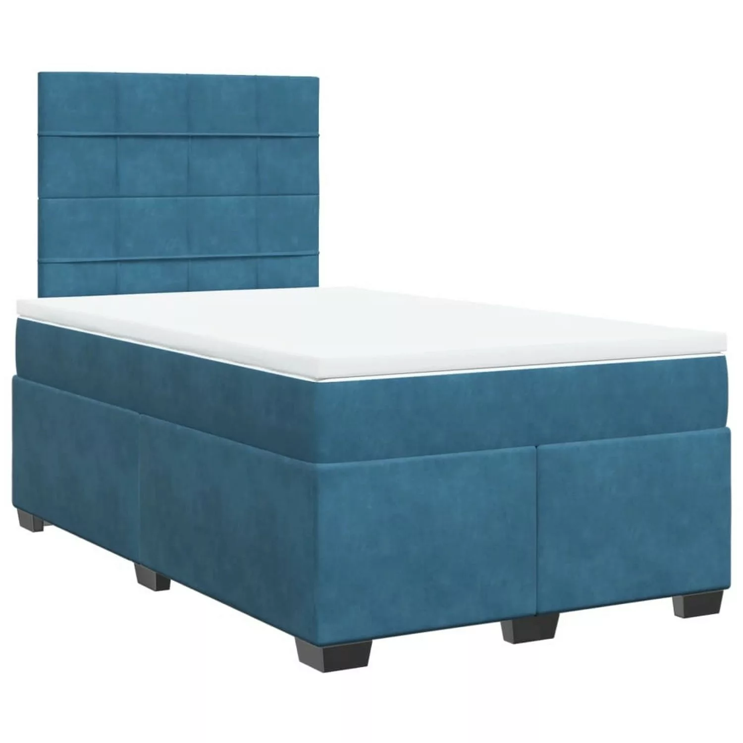 vidaXL Boxspringbett, Boxspringbett mit Matratze Blau 120x200 cm Samt günstig online kaufen