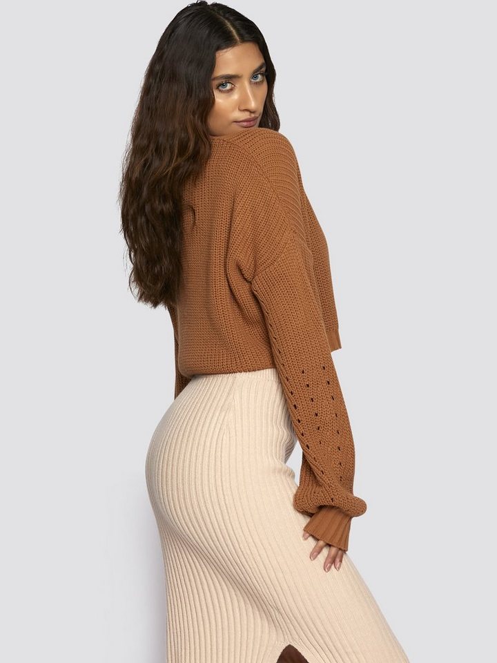 Freshlions Cardigan Crop Cardigan mit Knopfleiste in camel - S günstig online kaufen