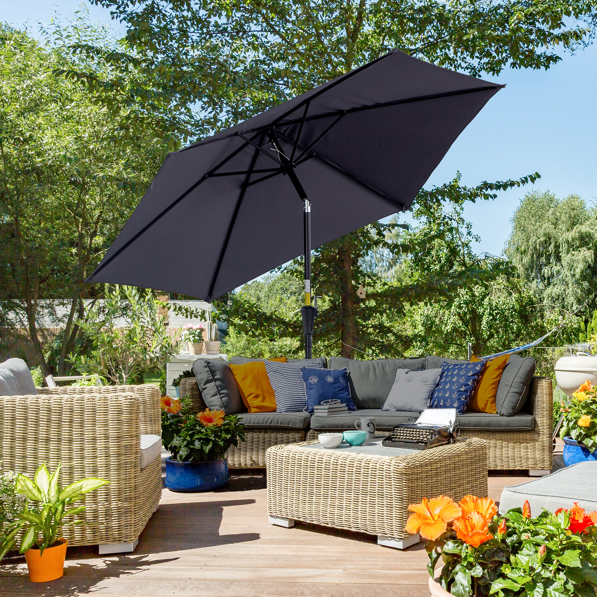 Outsunny Knickschirm Sonnenschirm Gartenschirm Marktschirm mit Handkurbel A günstig online kaufen
