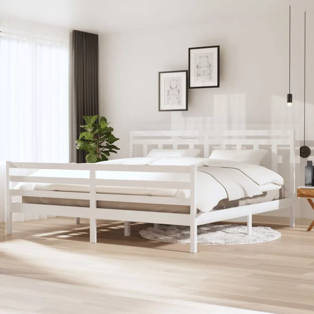 vidaXL Bettgestell Massivholzbett Weiß 200x200 cm Doppelbett Bett Bettrahme günstig online kaufen