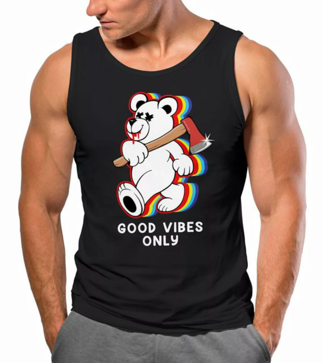 Neverless Tanktop Herren Tank-Top Good Vibes Only Teddy Bär Axt Sarkasmus T günstig online kaufen