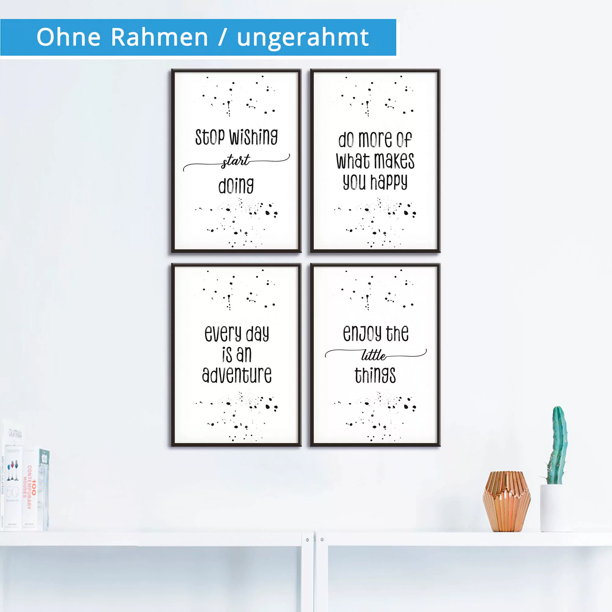 Artland Poster "4 Lebensweisheiten", Sprüche & Texte, (4 St.), Poster, Wand günstig online kaufen