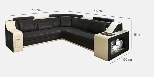 JVmoebel Ecksofa Ecksofa Leder Textil Sofa mit USB Polster Wohnlandschaft L günstig online kaufen