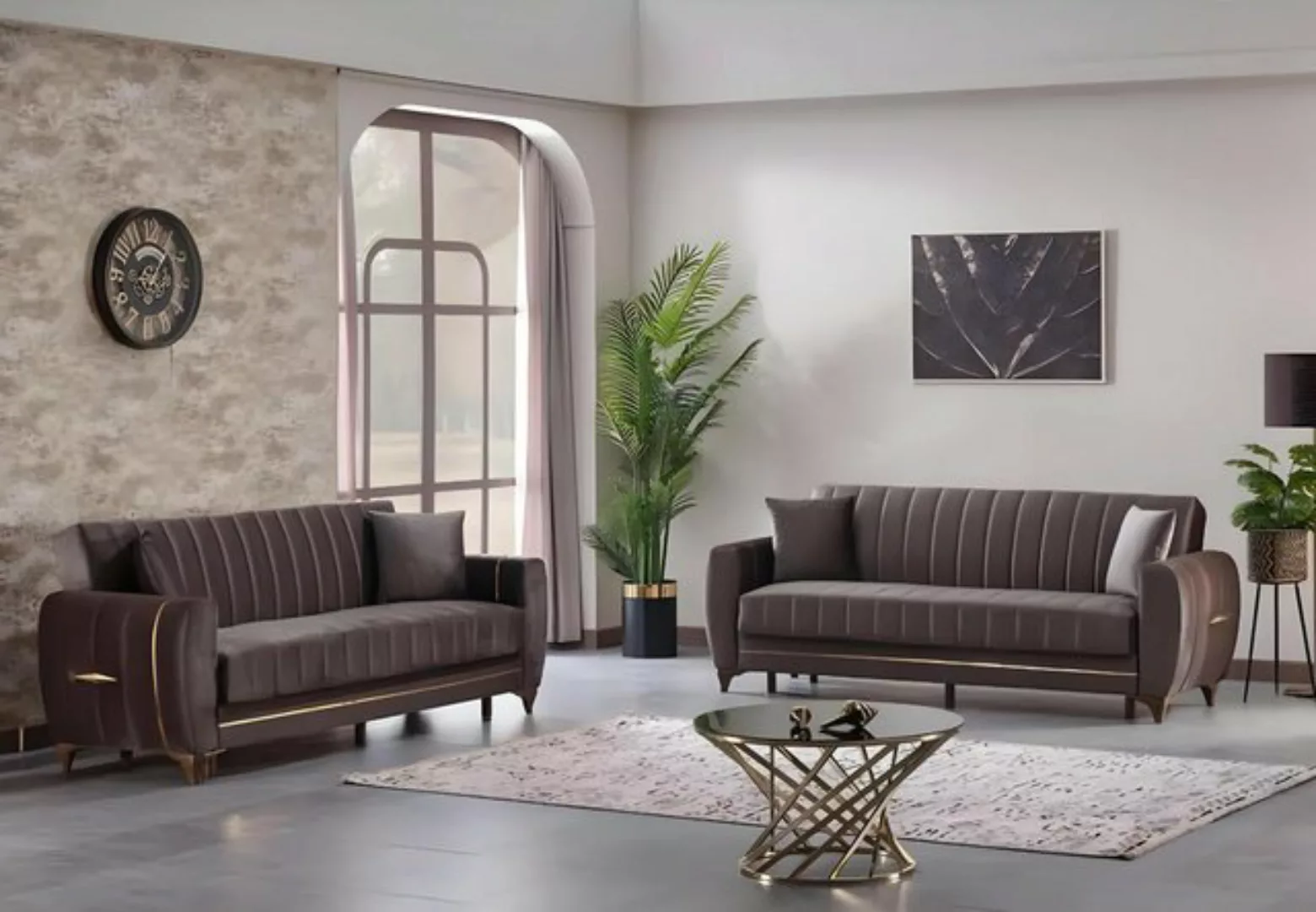 JVmoebel 3-Sitzer Wohnzimmer Design Sofagarnitur 3+3 Sitzer Moderne 2x Sofa günstig online kaufen