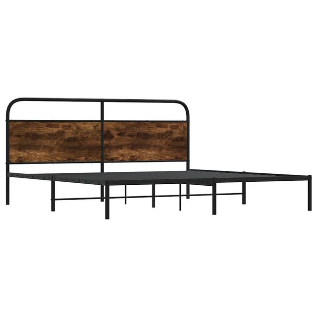 vidaXL Bett Metallbett ohne Matratze Räuchereiche 200x200 cm günstig online kaufen