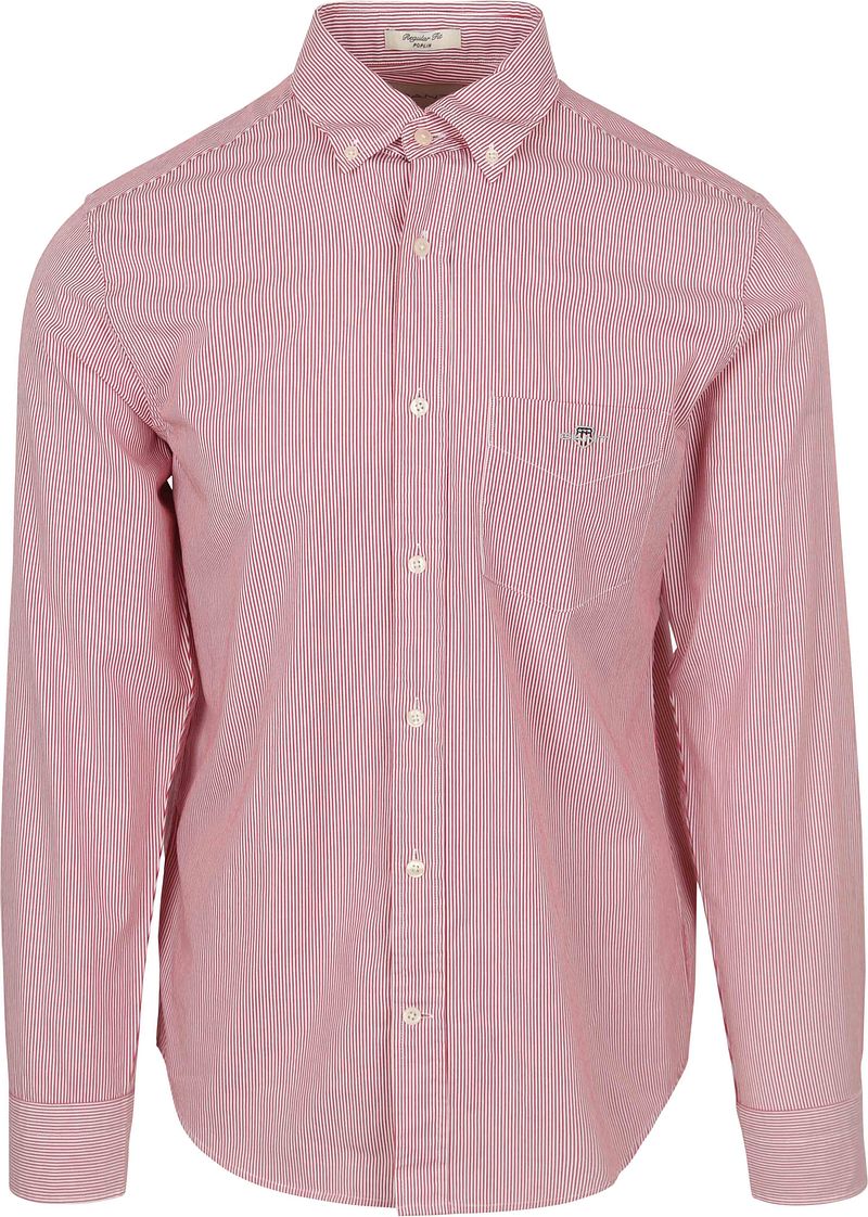 Gant Poplin Banker Hemd Stripe Rot - Größe L günstig online kaufen