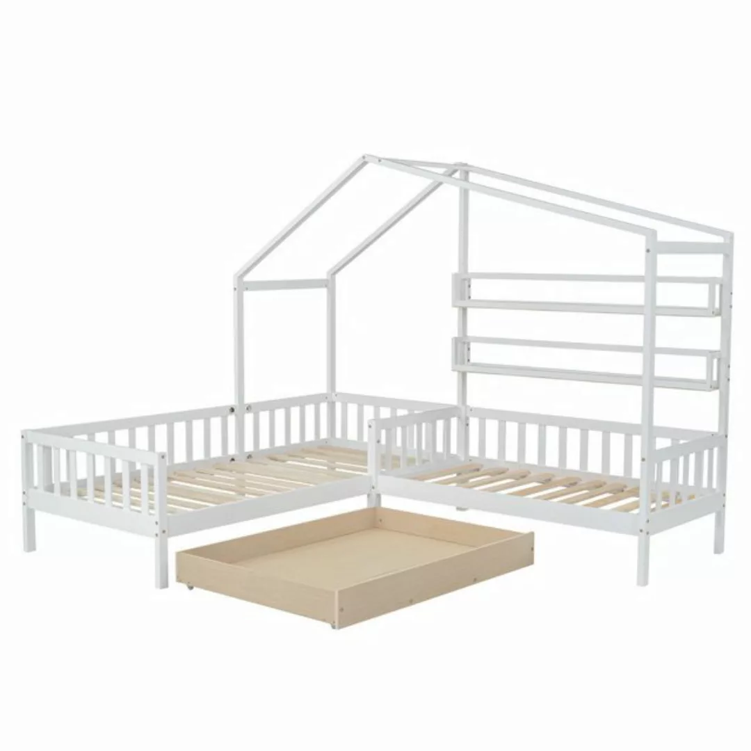 i@home Kinderbett Hausbett mit Schubladen und Regalen, L-Struktur (1-Set), günstig online kaufen