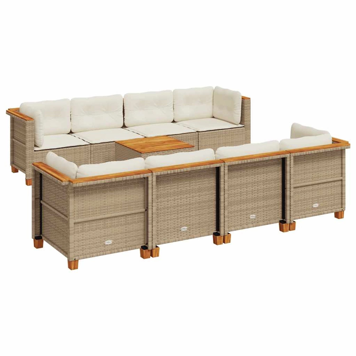 vidaXL 9-Tlg Garten-Sofagarnitur mit Kissen Beige Poly Rattan 3261769 günstig online kaufen