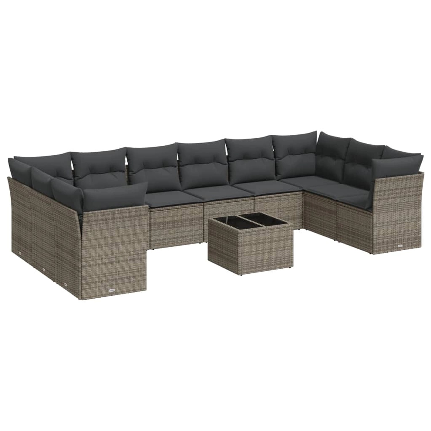 vidaXL 11-tlg Garten-Sofagarnitur mit Kissen Grau Poly Rattan Modell 25 günstig online kaufen