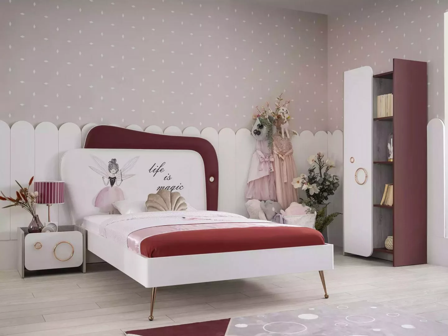 JVmoebel Bett Designer Kinderbett Mädchen Zimmer Möbel Bettrahmen Einzelbet günstig online kaufen