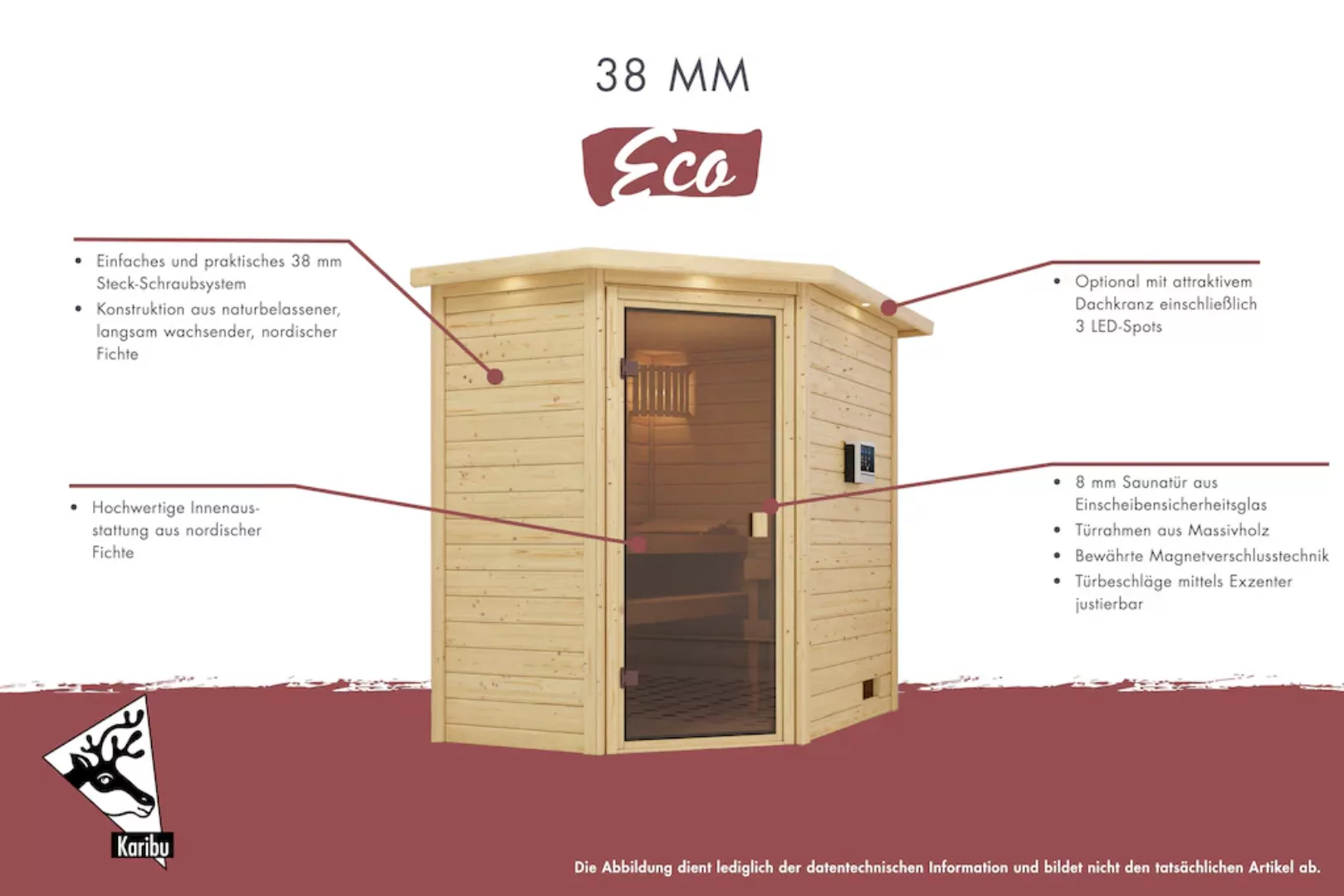 Karibu Sauna Svea und LED-Dachkranz Natur günstig online kaufen