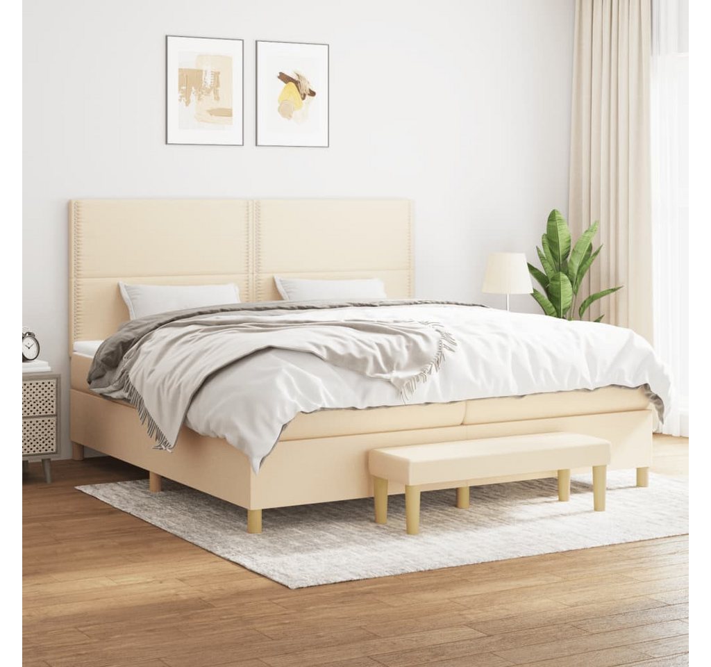 vidaXL Boxspringbett Boxspringbett mit Matratze Creme 200x200 cm Stoff Bett günstig online kaufen