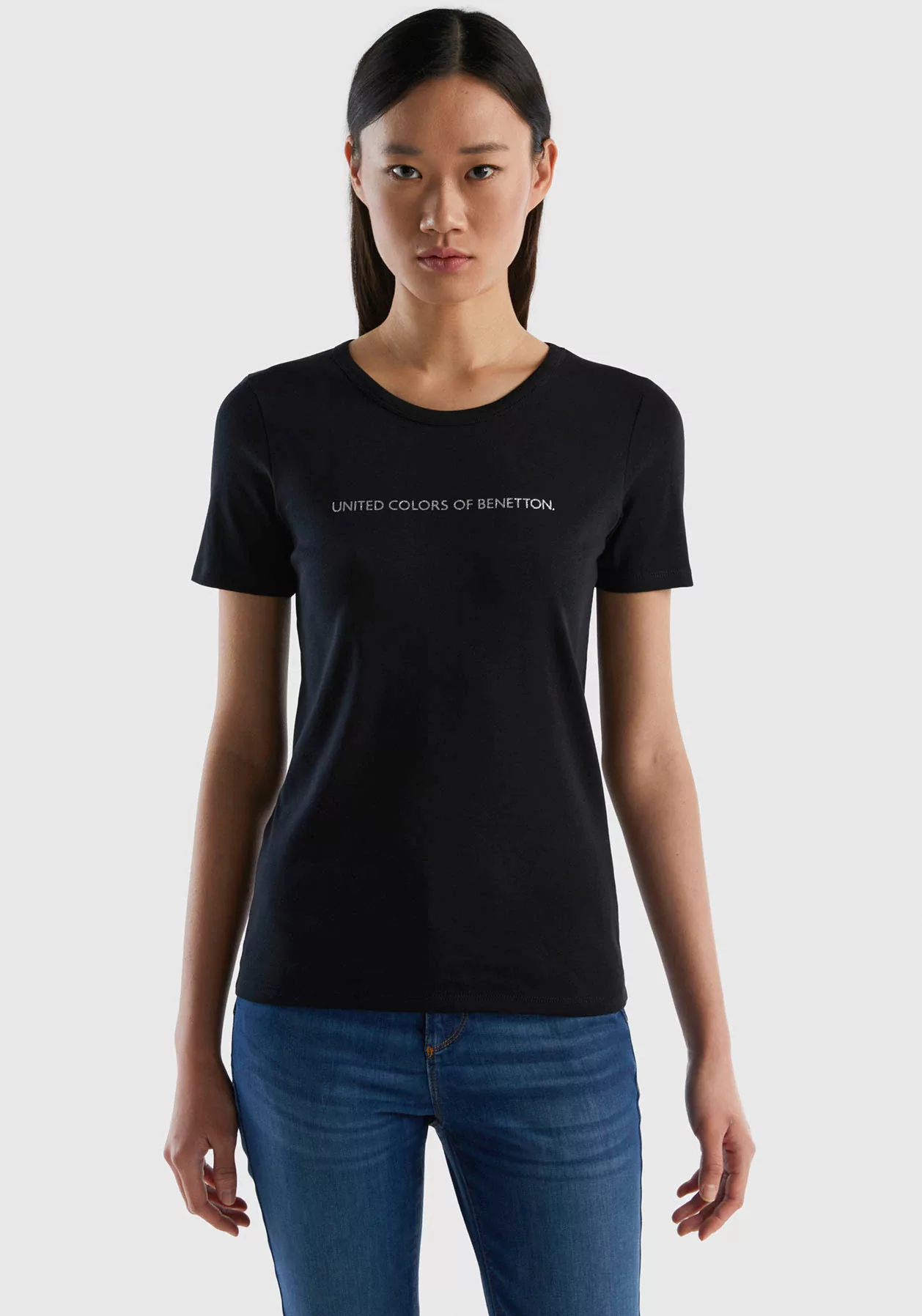 United Colors of Benetton T-Shirt, mit glitzerndem Druck günstig online kaufen