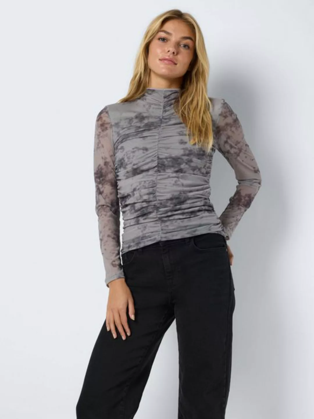 Noisy may Shirttop Top Langarm Stretch Allover-Print Rundhals NMIGGY L/S RU günstig online kaufen