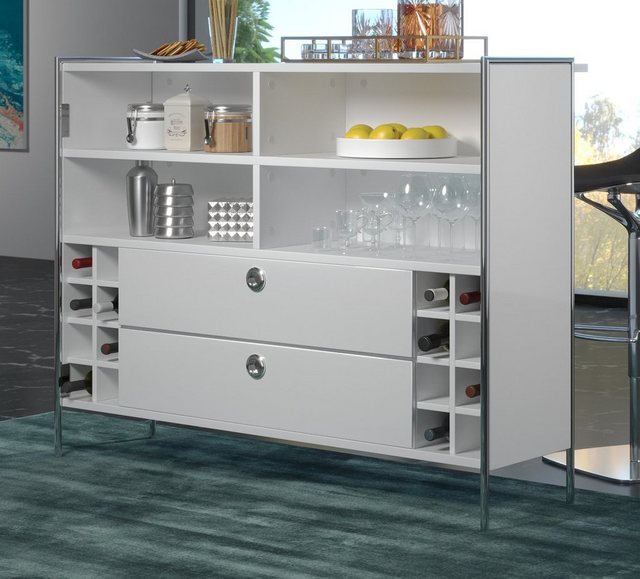 trendteam Barschrank Infinity (Hausbar in weiß Hochglanz Lack mit Chrom, 14 günstig online kaufen