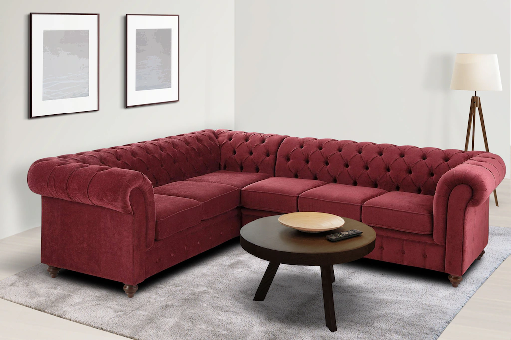 Home affaire Chesterfield-Sofa "Chesterfield Ecksofa, auch in Leder L-Form" günstig online kaufen