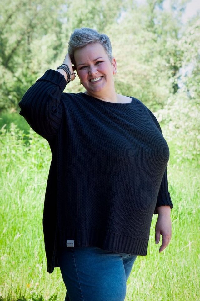 Knit Factory Strickponcho Kylie Pullover 46/54 Glatt Dunkelblau (1-tlg) Str günstig online kaufen