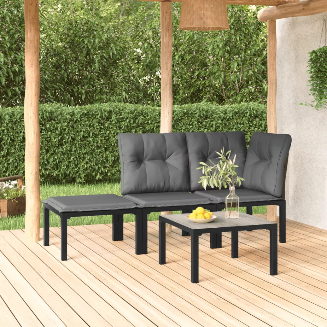 Vidaxl 4-tlg. Garten-lounge-set Schwarz Und Grau Poly Rattan günstig online kaufen