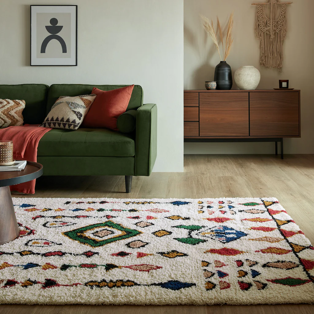 FLAIR RUGS Wollteppich »Fes Shaggy«, rechteckig, Shaggy-Teppich aus Berberw günstig online kaufen