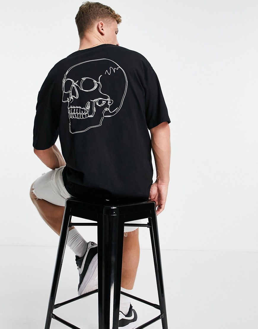 Jack & Jones Originals – Oversize-T-Shirt in Schwarz mit Totenkopfprint hin günstig online kaufen