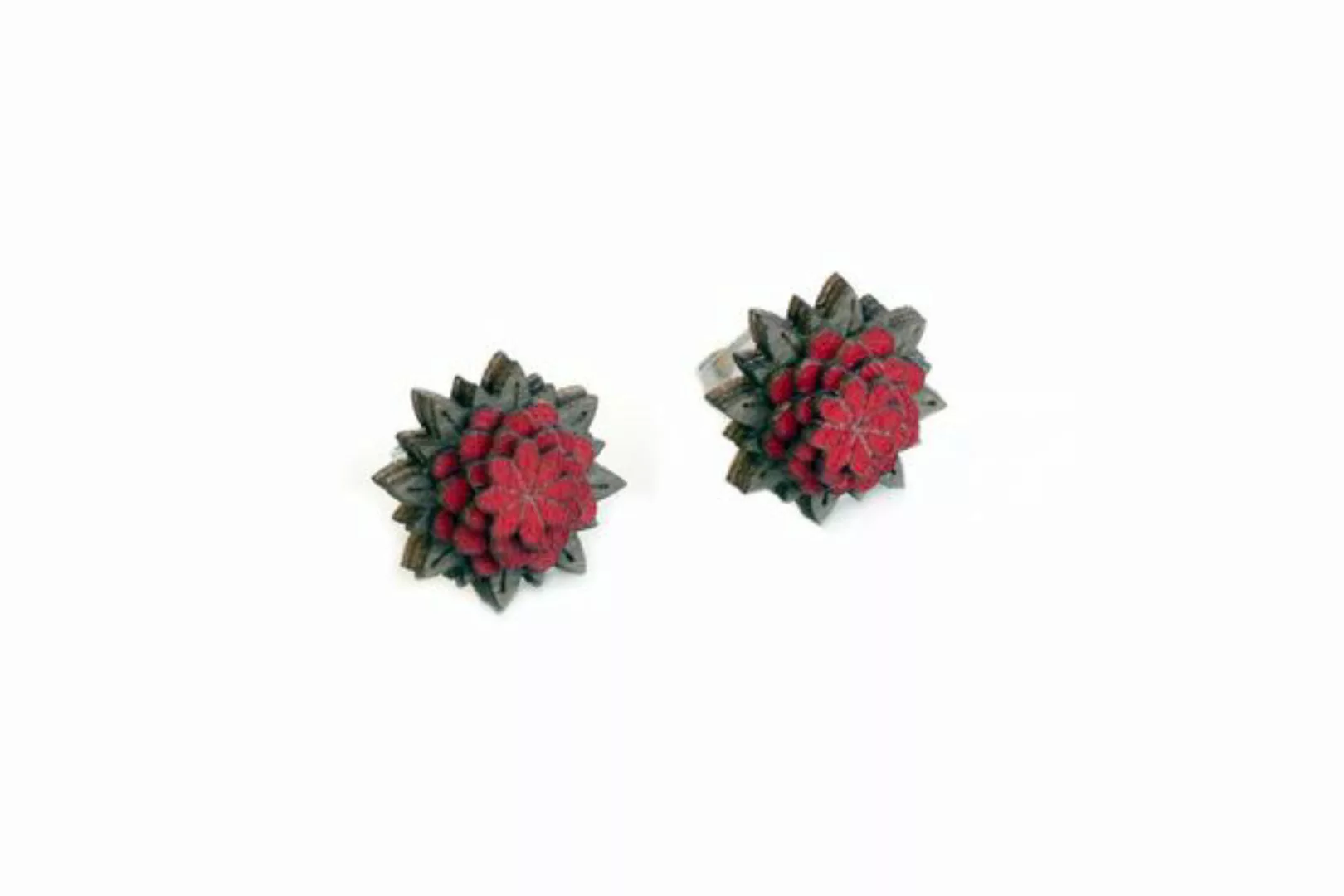 Ohrstecker Mit Holzdetails | "Red Flower" Ohrringe günstig online kaufen