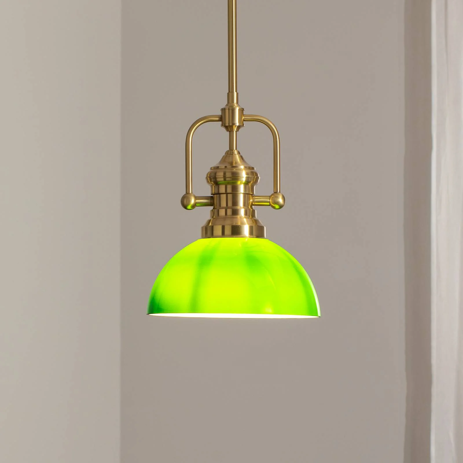 Hängeleuchte Platino, gold/grün, Glas, 1-flammig, E27 günstig online kaufen