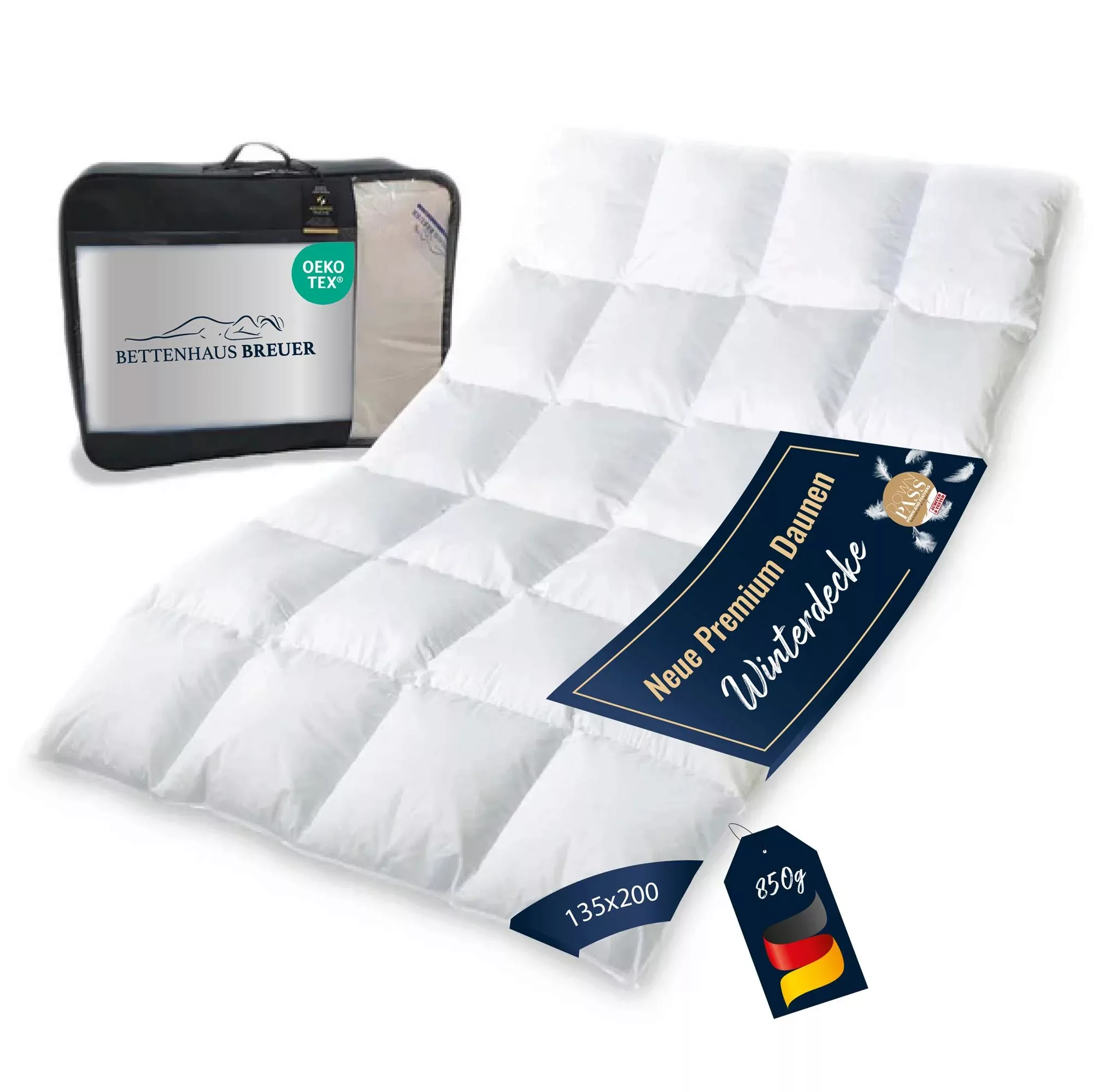 Daunenbett neue warme premium Daunen Bettdecke 135x200 Daunenpass 850g günstig online kaufen