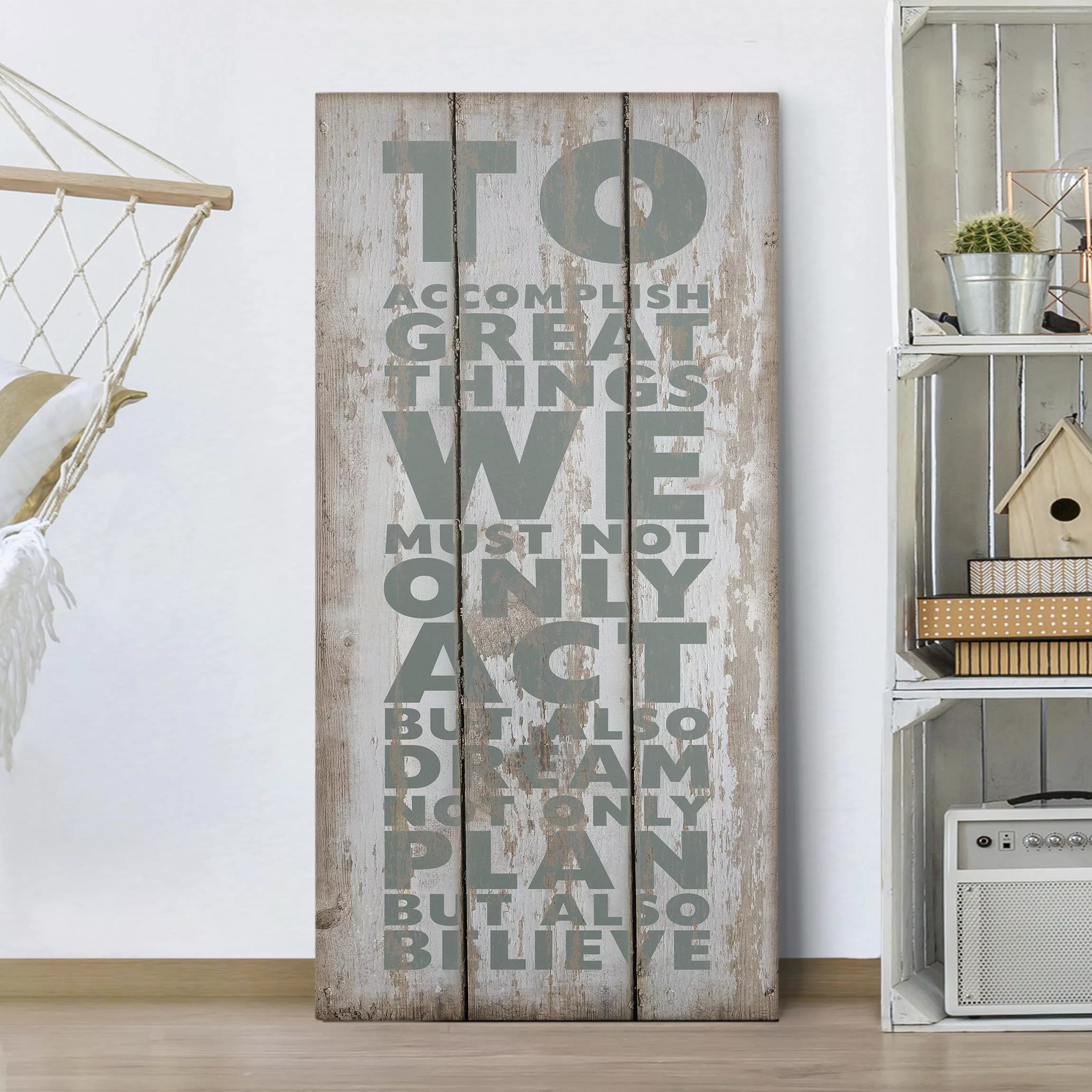 Leinwandbild Spruch - Hochformat Great Things günstig online kaufen