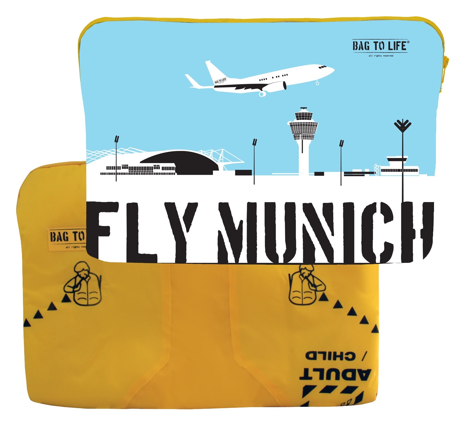 Bag to Life Laptoptasche "Laptop Sleeve Fly Munich", aus recycelter Rettung günstig online kaufen