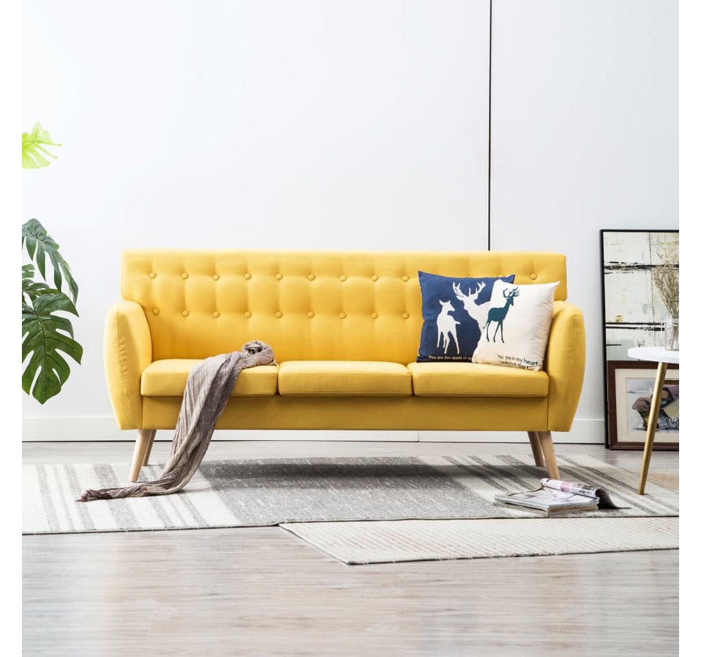 vidaXL Sofa 3-Sitzer-Sofa Stoffbezug 172x70x82 cm Gelb Couch günstig online kaufen