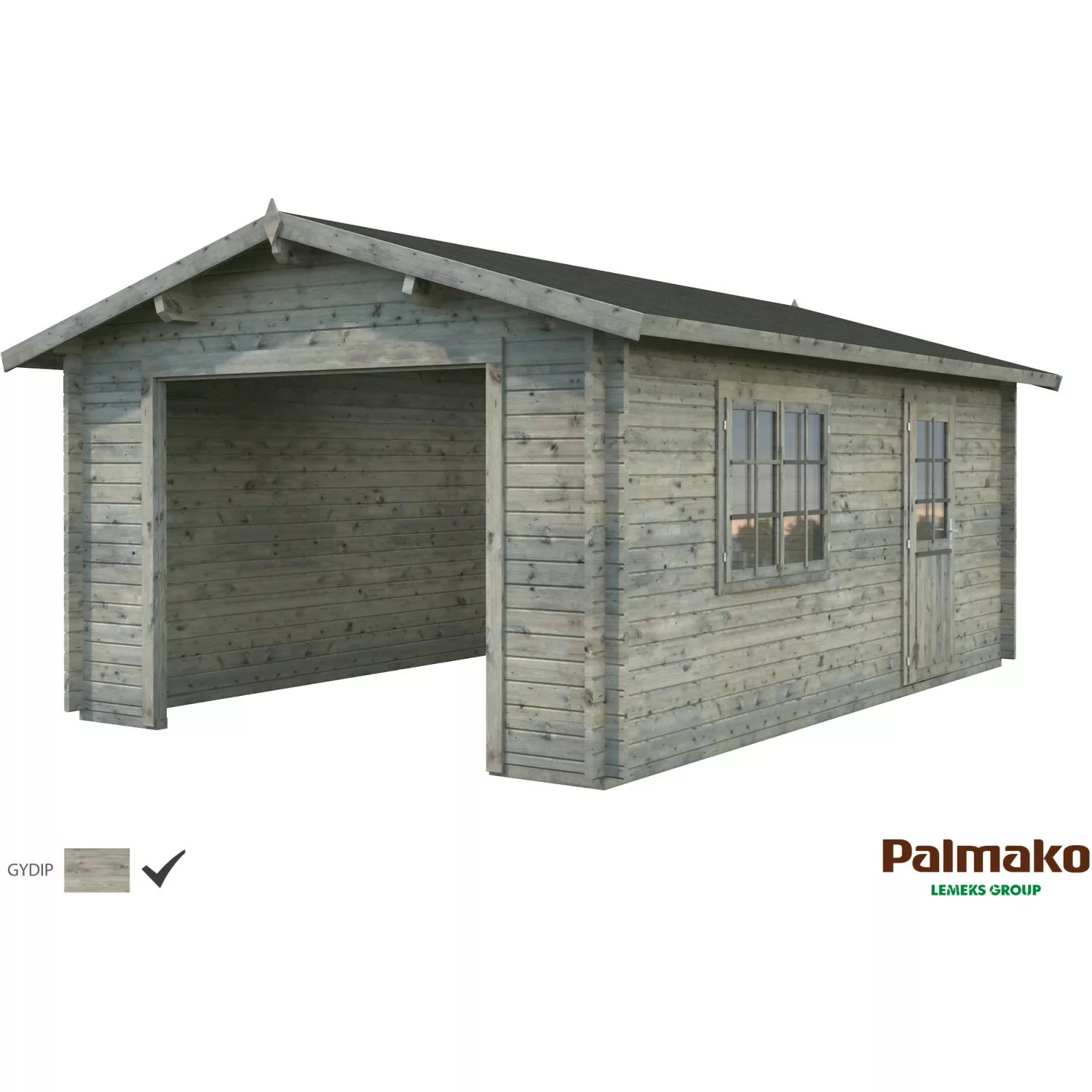 Palmako Holzgarage Roger ohne Tor Grau tauchgrundiert 360 cm x 550 cm günstig online kaufen