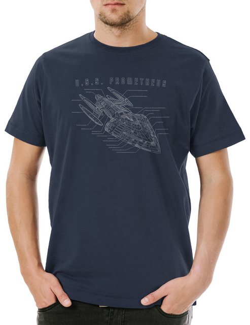 Urban Backwoods Print-Shirt Prometheus Blueprint Herren T-Shirt Raumschiff günstig online kaufen