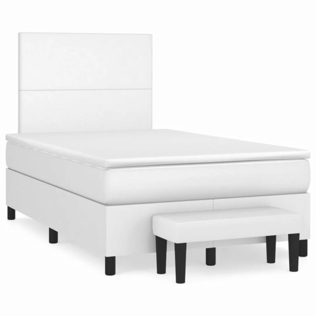 vidaXL Boxspringbett Boxspringbett mit Matratze und Fusshocker Kunstleder ( günstig online kaufen