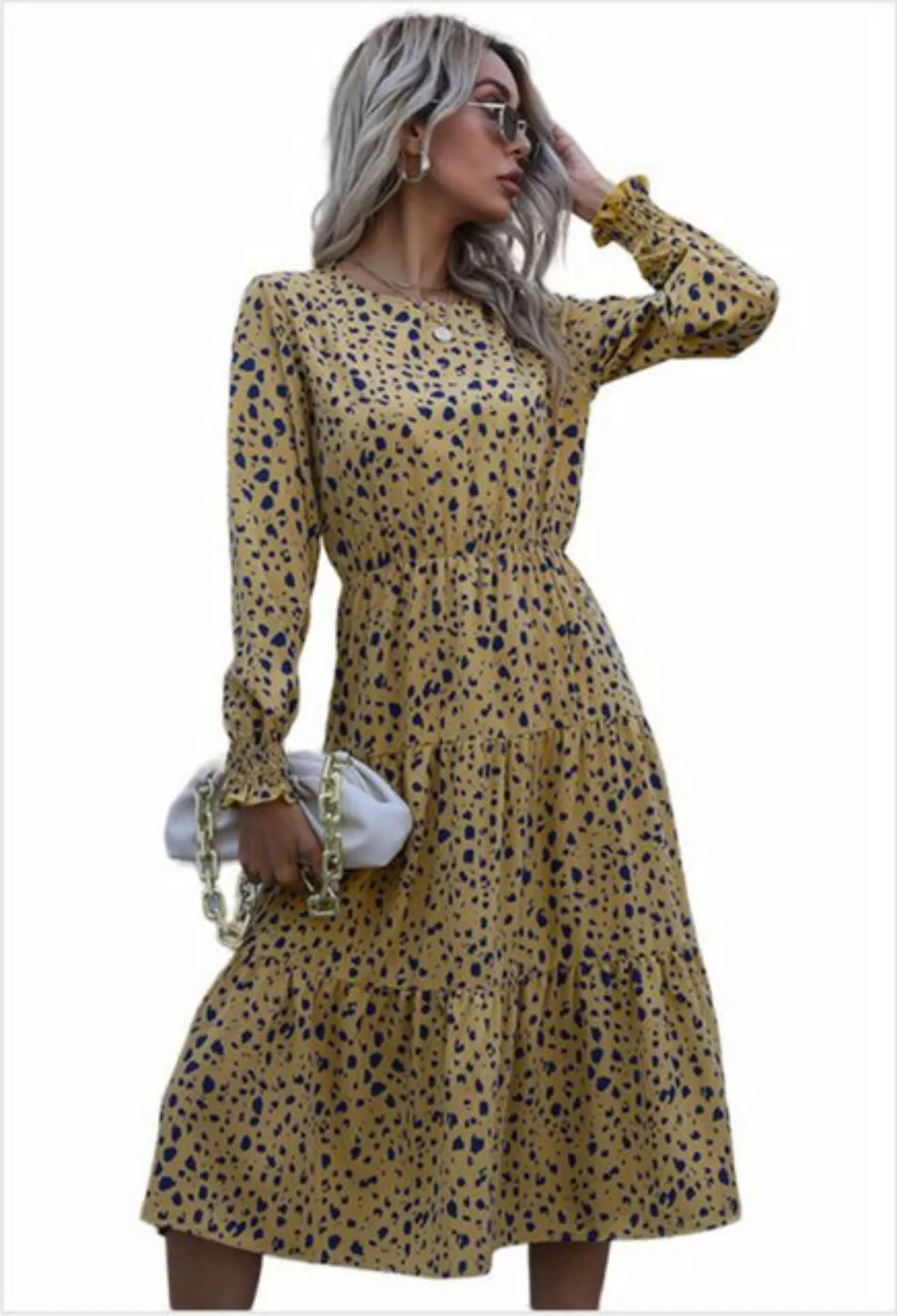 SEGUEN Druckkleid Vintage Frauen schlank Leopard Print Kleider (Lässiges la günstig online kaufen