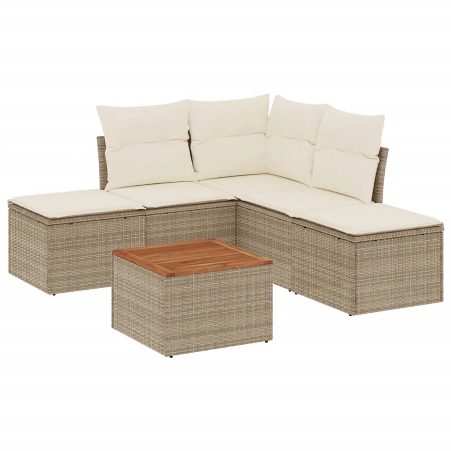vidaXL 6-Tlg Garten-Sofagarnitur mit Kissen Beige Poly Rattan 3256002 günstig online kaufen