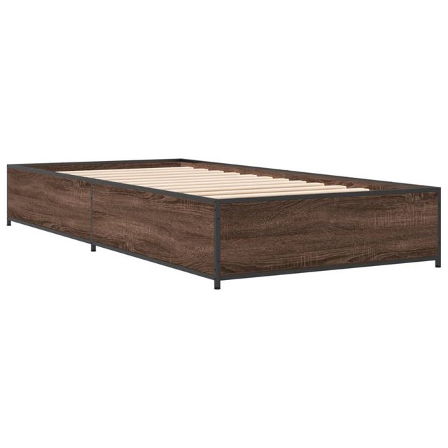 vidaXL Bett Bettgestell Braun Eichen-Optik 90x200 cm Holzwerkstoff Metall günstig online kaufen