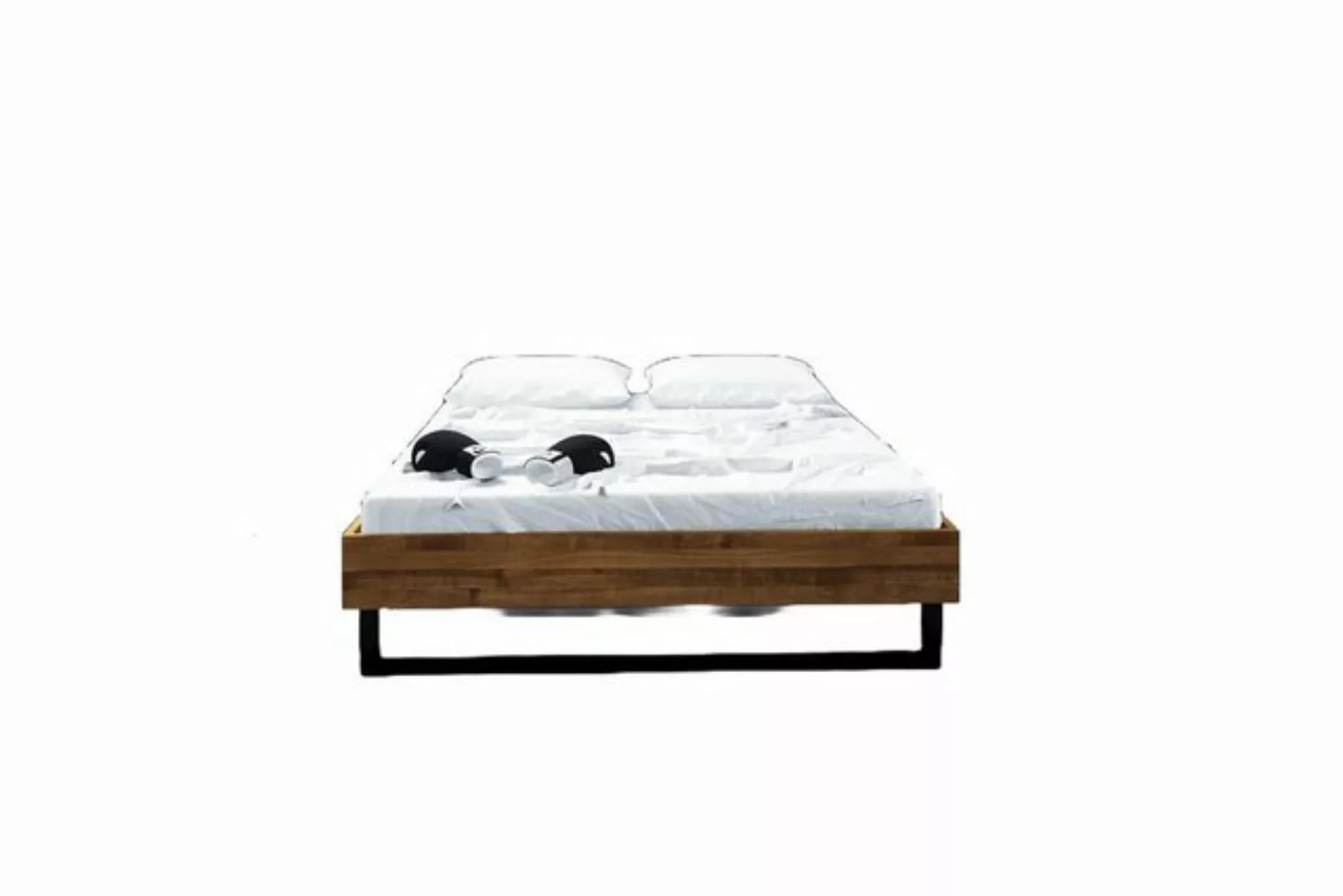 Natur24 Bett Bett Leeds 2 Wildeiche massiv 180x200cm ohne Kopfteil mit Meta günstig online kaufen