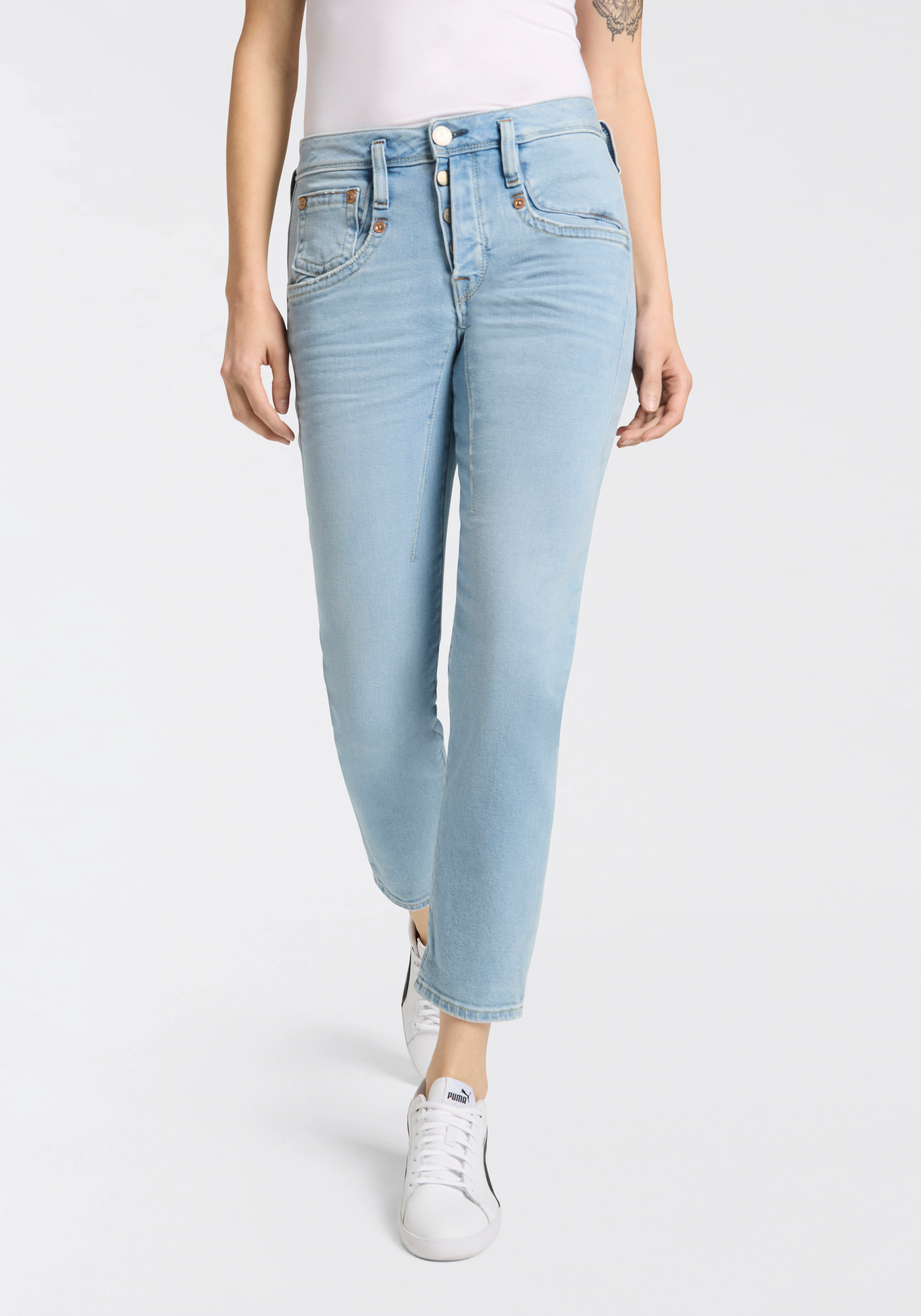 Herrlicher 7/8-Jeans "Shyra Cropped Denim Comfort", mit halb verdeckter Kno günstig online kaufen