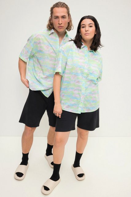 Studio Untold Hemdbluse Hawaiihemd oversized Alloverprint Hemdkragen günstig online kaufen