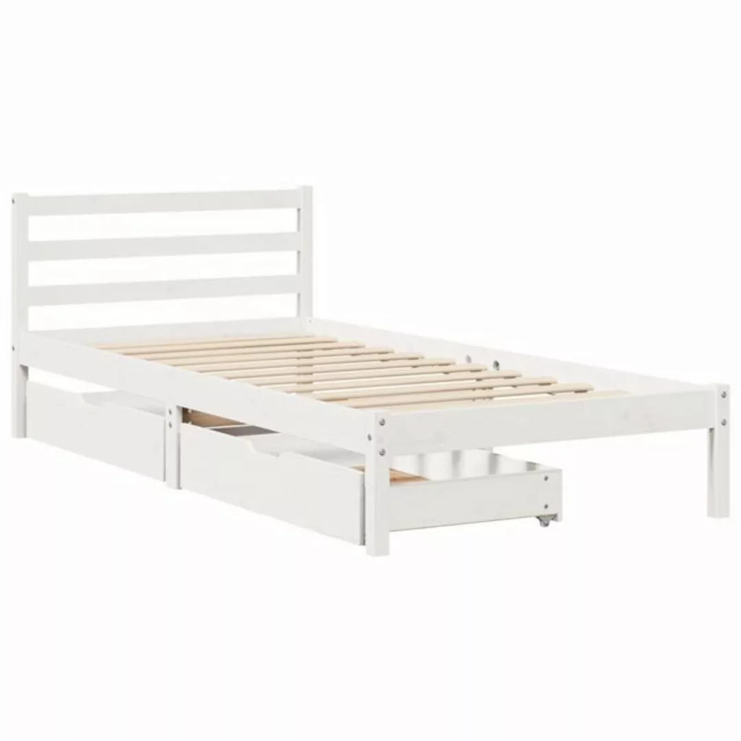 vidaXL Bett, Massivholzbett ohne Matratze Weiß 90x200 cm Kiefernholz günstig online kaufen