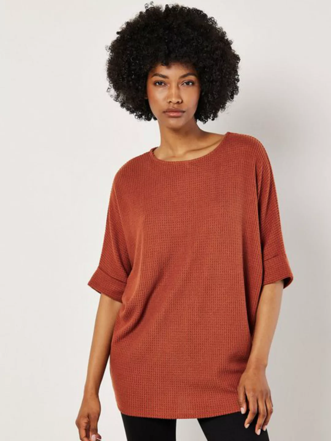 Apricot Rundhalspullover Longpullover, mit Fledermausärmeln günstig online kaufen